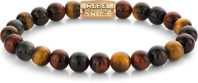 Rebel & Rose Armband, Edelstahl, Tigerauge, Herren - Bild 1