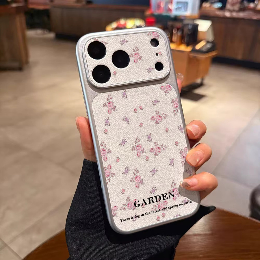 AKABEILA Blumen Leder Handyhülle für iPhone 12 bis 17 Pro Max, Matt, Weiche Stoßfeste Silikonhülle mit Trageband, Multicolour - Bild 4