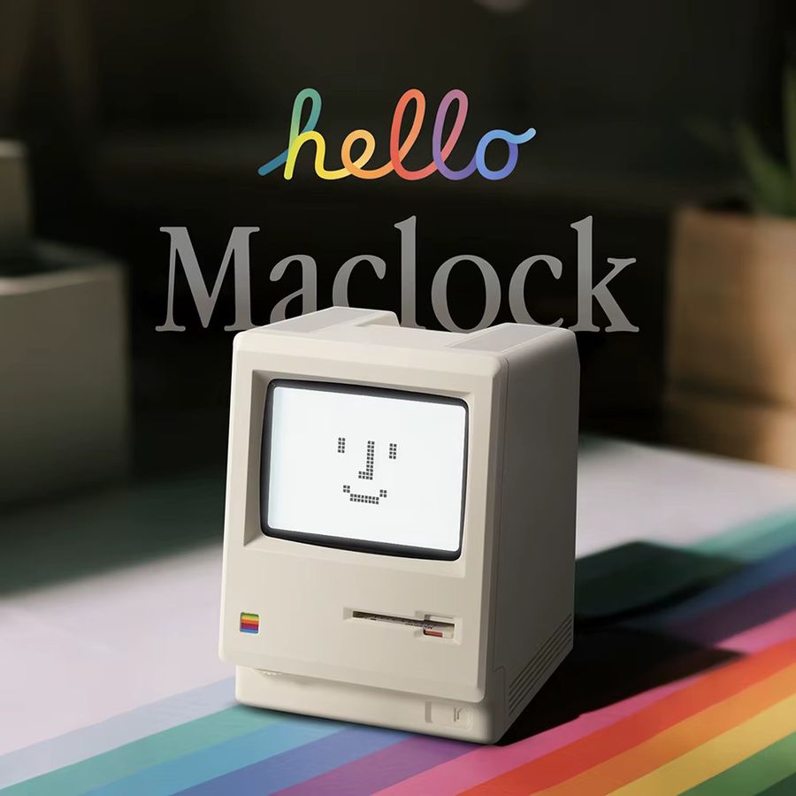 Maclock Macintosh Retro Wecker mit digitalem Uhrendesign in Weiß - Bild 4