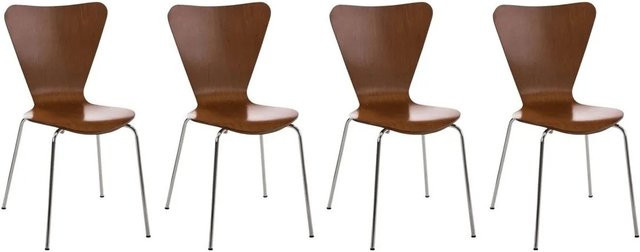 4er Set Besucherstühle DELUKE BERLIN Konferenzstuhl und Bürostuhl aus Holz in Braun, B/T/H: 45 x 49 x 85 cm - Bild 1