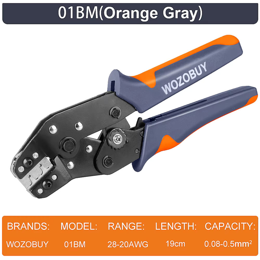 WOZOBUY SN-01BM Crimpzange Set für Kappen, Koaxialkabel und Terminals mit Ratsche für Auto-Stecker und Draht - Bild 1