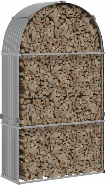 vidaXL Kaminholzunterstand aus verzinktem Stahl in Hellgrau, B/T/H: 120 x 45 x 210 cm - Bild 1