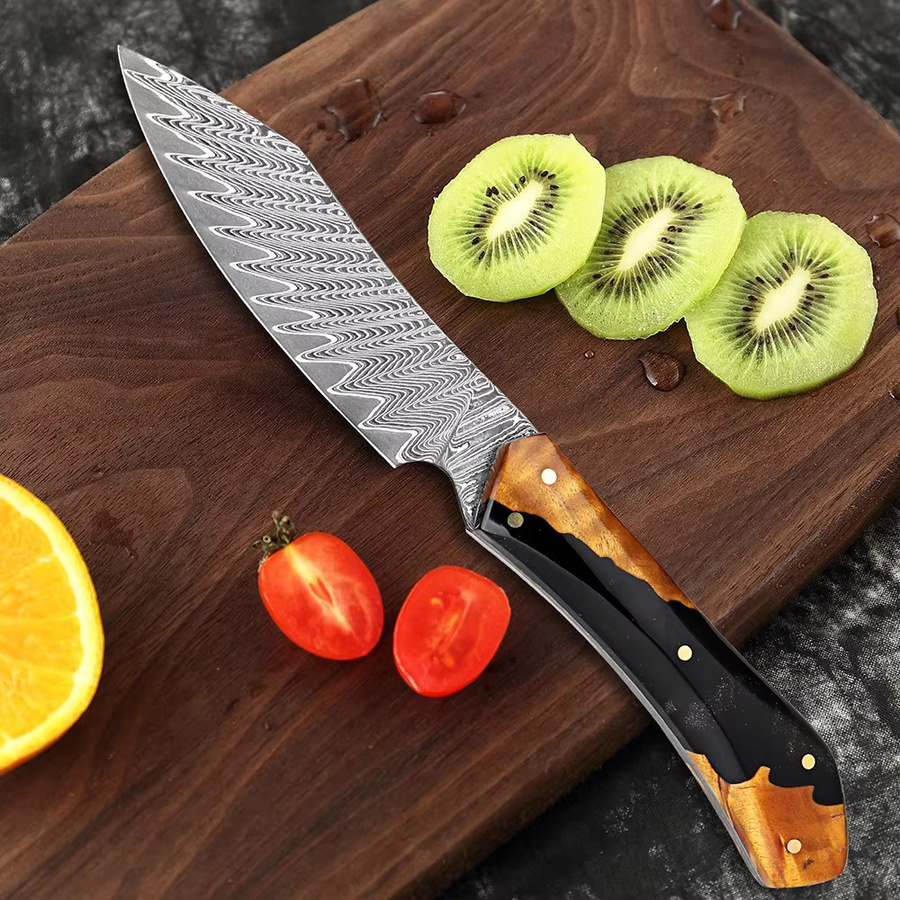 Xituo Damaststahl Schälmesser mit schwarzem Holzgriff, Japanisches Allzweckmesser für Obst, Klingenlänge: 8,9 cm - Bild 5