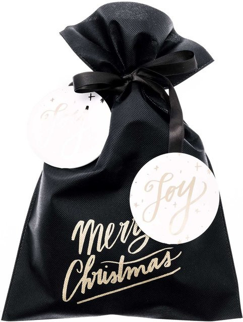 Rico Design Paper Poetry Geschenktüte Merry Christmas schwarz B: 30 cm, H: 45 cm - Bild 1