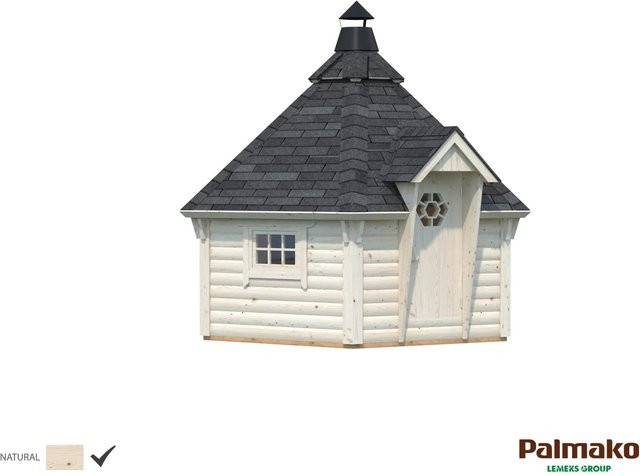 Palmako Grillkota Eva aus Fichtenholz in Beige mit Zeltdach B/T: 429 x 372 cm - Bild 1