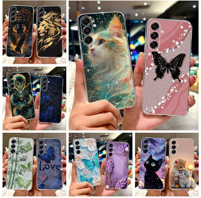 Samsung Galaxy A17 5G Schutzhülle mit Katzen- und Schmetterlings-Design, weiche und dünne Handyhülle für SM-A176B, Multicolour - Bild 1