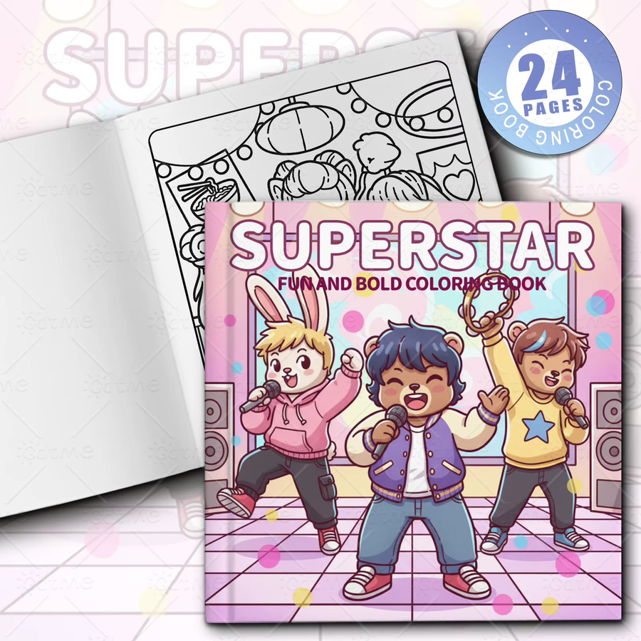 SUPERSTAR Malbuch für Erwachsene, Cartoon-Motive, Einfache Muster - Bild 2