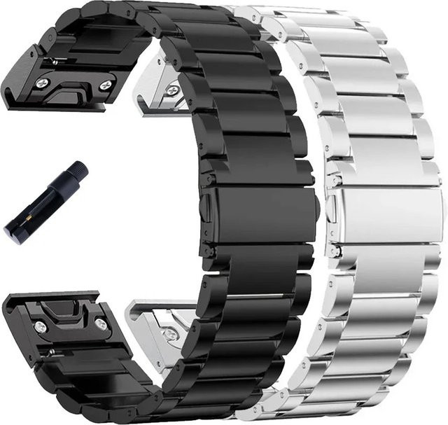 QCTOG Uhrenarmband Edelstahl, Silber, 26mm, 22mm, Unisex - Bild 1