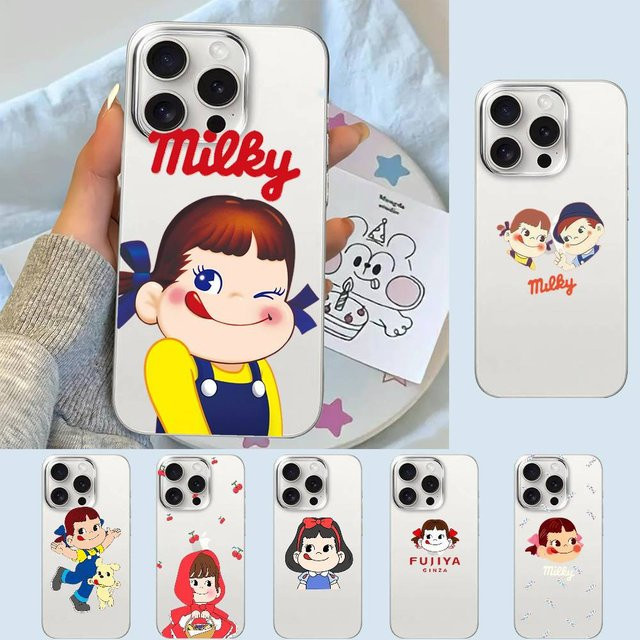 Fujiya Milky Peko Chan Handyhülle für iPhone in Transparent, stoßfeste weiche Schutzhülle - Bild 1