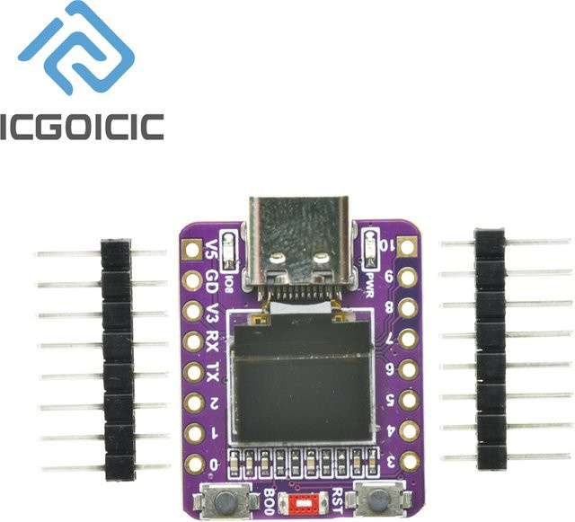 ICGOICIC SuperMini OLED-Entwicklungsboard für ESP32-C3 mit WLAN, Bluetooth und Keramikantenne, Lila, 0,42 Zoll - Bild 1