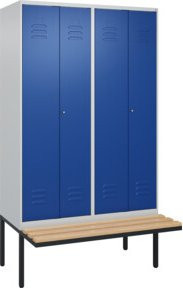 C+P PSA Doppel-Spind Classic PLUS Sitzbank mit 4 Abteilen, Buche-Hartholz und Zylinderschloss, B/T/H: 212,0 x 120,0 x 81,5 cm - Bild 1