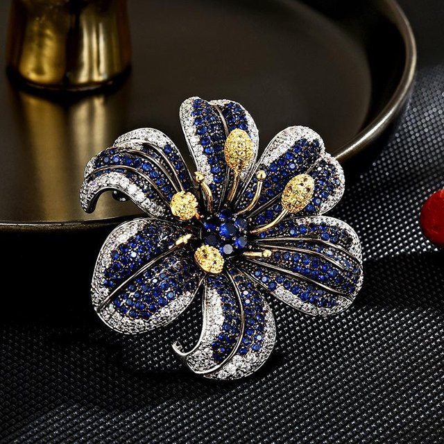 YIRAN Ring, Blumenbrosche, Zirkon, Damen - Bild 1
