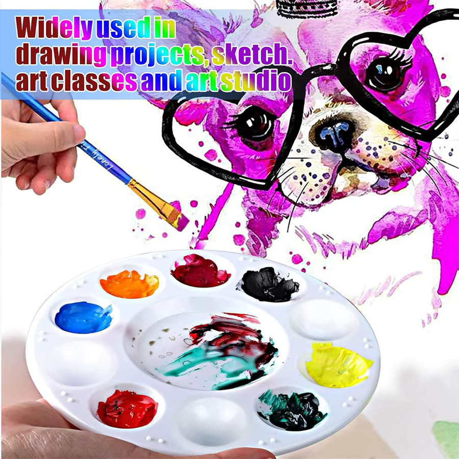 Lonely Finger Runde Farbpaletten aus Kunststoff für Kinder und Schüler zum Malen - Bild 2