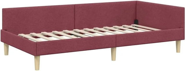 vidaXL Eckbettgestell mit Kopfteil in Rot, modernes Polsterbett mit Holzlatten, B/T/H: 80 x 200 x 84 cm - Bild 1