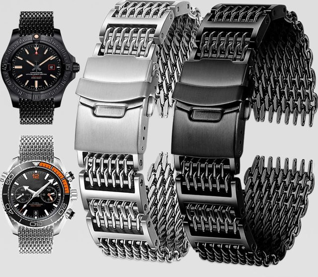 ZETHYDUM Uhrenarmband Edelstahl, Shark Mesh, Silber, Herren - Bild 1
