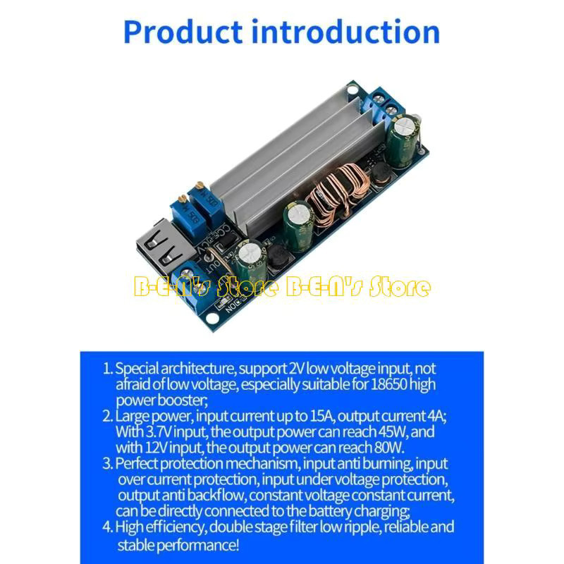 Y1AD Step-Up-Boost-Konverter Blau, Leistungsmodul 2–24 V auf 3–30 V, 4 A–80 W, einstellbares konstantstromgeregeltes Netzteil - Bild 3