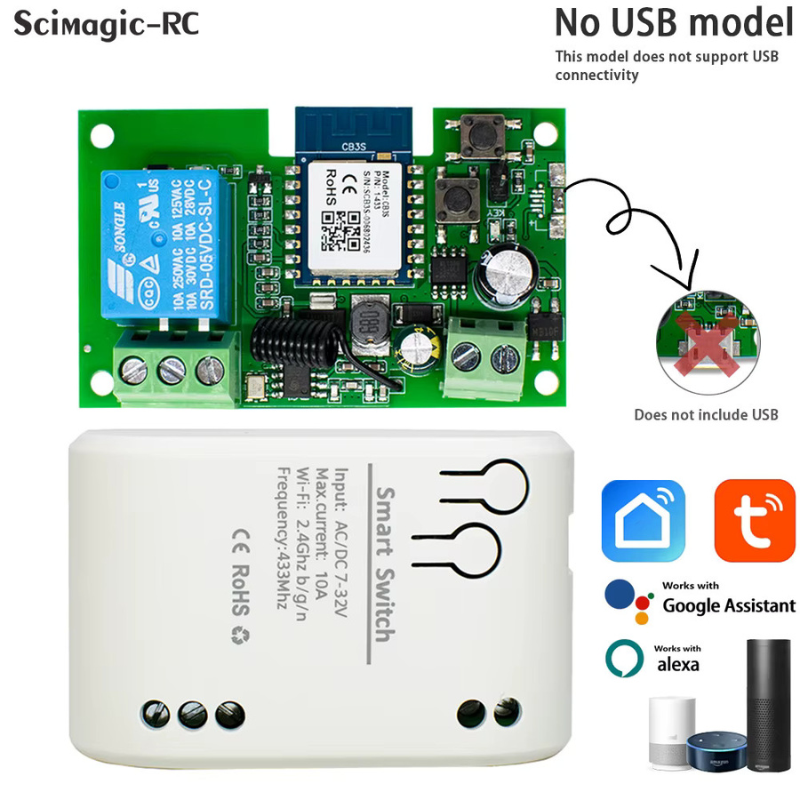 TUYA 1-Kanal RF Smart Switch WLAN Garagentoröffner Relaismodul für Hausautomatisierung 12V 24V 220V AC/DC - Bild 2