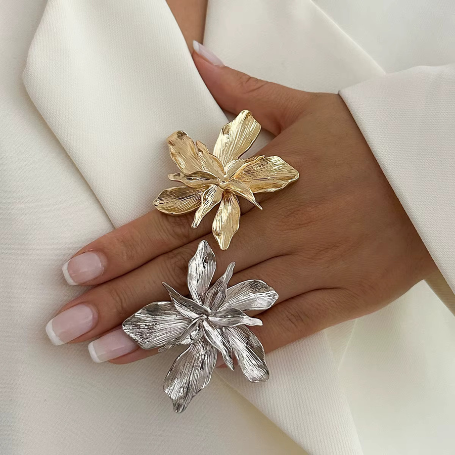 Salircon Ring, doppellagig, Metall, Gold, Punk, Damen - Bild 2