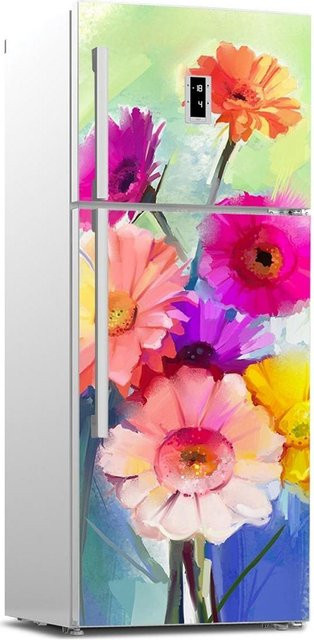 Sticker House Selbstklebender Kühlschrankaufkleber mit buntem Blumenmuster, Vinyl Küchenmöbel Dekor Wrap, B/H: 40 x 120 cm - Bild 1