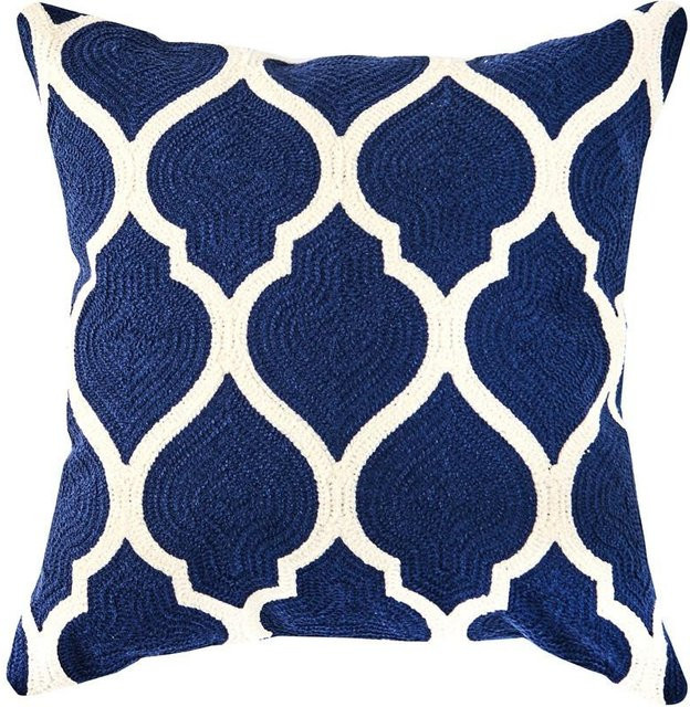 Dekorativer Kissenbezug ODEK PIANAN mit buntem abstraktem geometrischem Streifenmuster aus Polyester und Baumwolle, B/B: 45 x 45 cm, Blau/Mehrfarbig - Bild 1