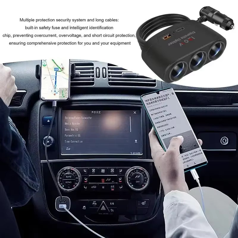 Auto Zigarettenanzünder Adapter 12V 24V Schnellladegerät für Telefon, Dashcam und GPS in Schwarz - Bild 3
