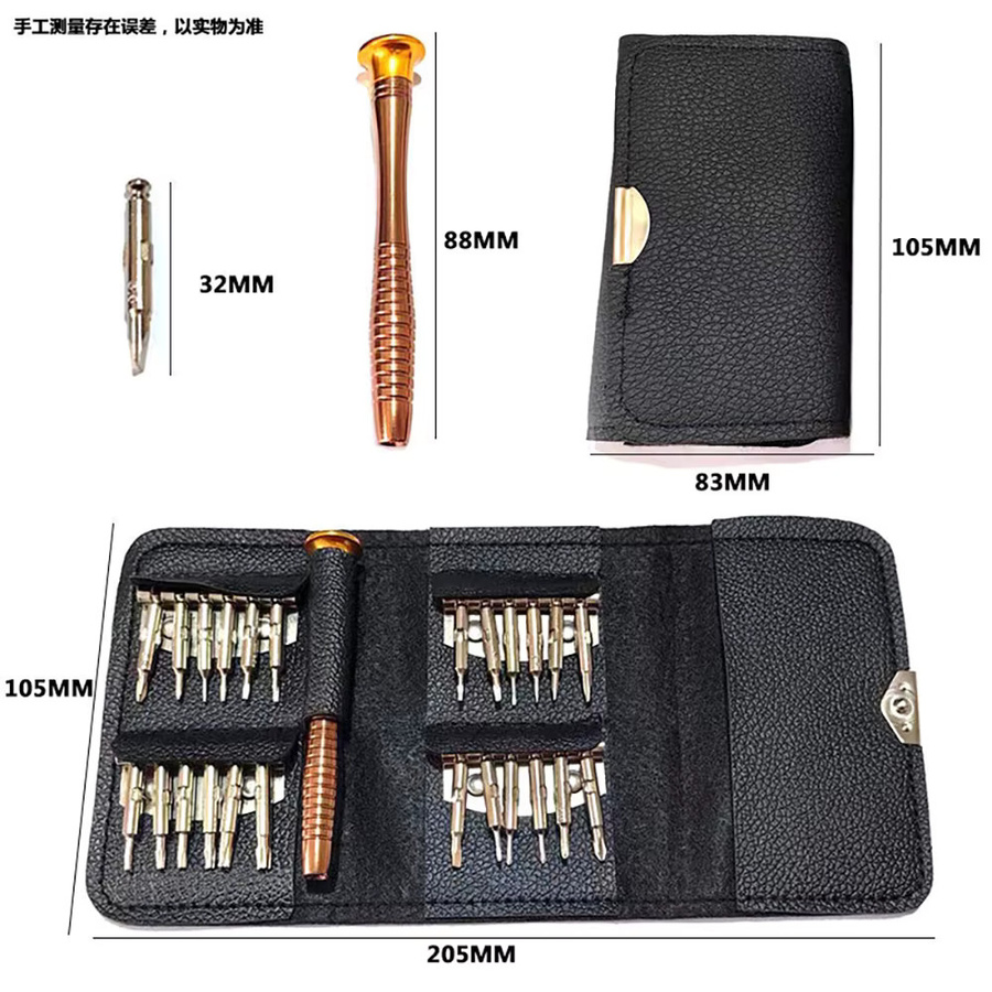 25-in-1 Mini-Präzisions-Schraubendreher Set in Schwarz für Elektronik-Reparaturen an iPhone, Kamera, Uhr, Tablet und PC - Bild 2