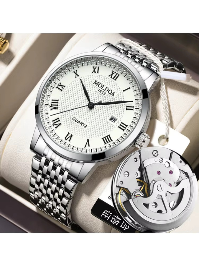 Mairuige Armbanduhr Edelstahl, Quarz, Silber, Herren - Bild 5