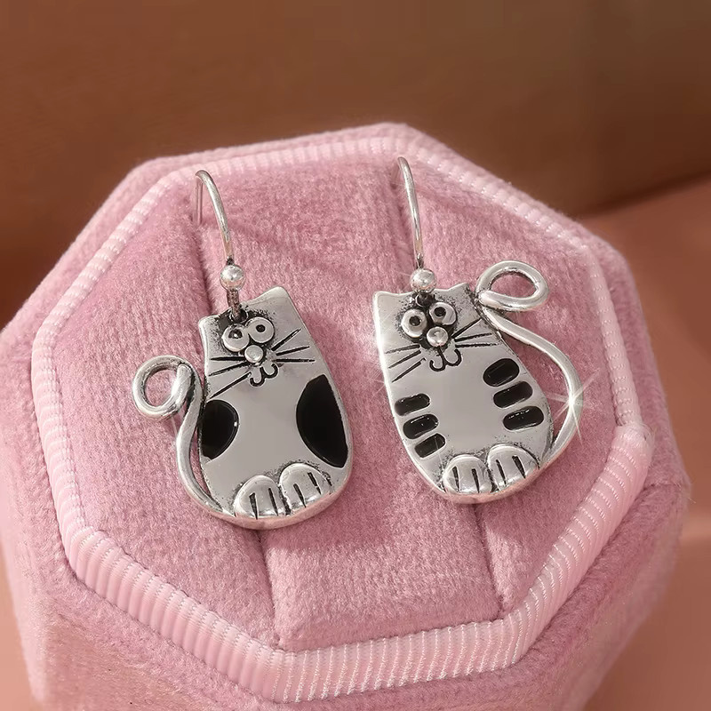 Ohrringe Vintage, Silber, Katze, Damen - Bild 3