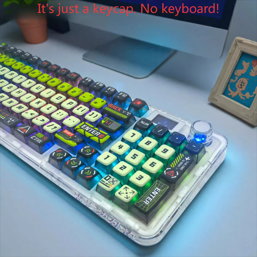 Apocalypse Pudding Keycaps Set aus PBT, vierseitig transparent, Multicolour, 125 Tasten für mechanische Tastaturen (61, 68, 75, 84, 89, 96, 98, 100 Layouts) - Bild 3