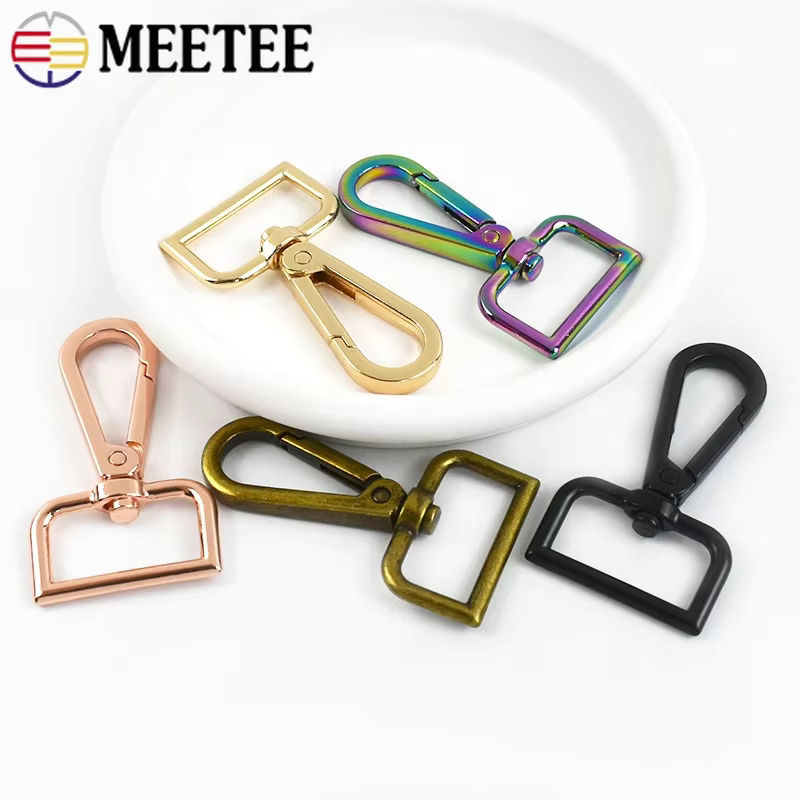 Meetee Metall-Karabinerhaken Set mit Drehverschluss und Schnallen für Taschen und Schlüsselanhänger, Schwarz und Mehrfarbig, Größe: 16 bis 50 mm - Bild 5