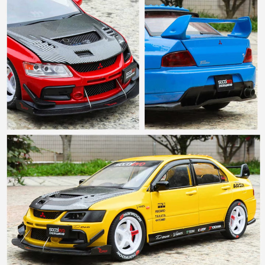 MAKEDA Mitsubishi Lancer Evolution IX EVO9, Rennwagen, 1:24, Gelb, Metall - Bild 5