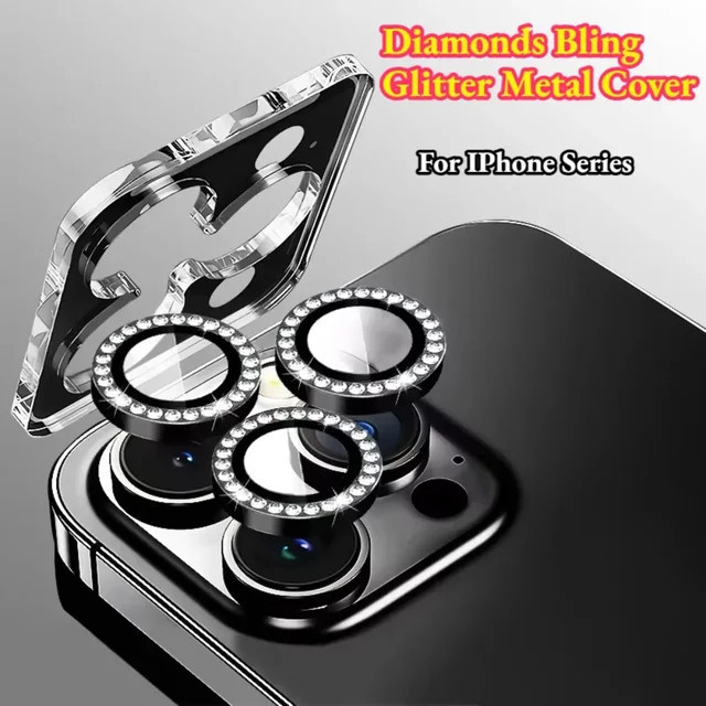 Glitzerndes Kamera-Objektivschutz-Set für Apple iPhone 12 bis iPhone 17 Air in Transparent und Gold mit Diamant-Effekt - Bild 1