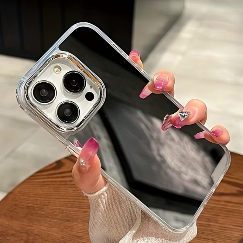 Minimalistische Handyhülle für Apple iPhone mit integriertem Spiegel-Cover in Transparent - Bild 2