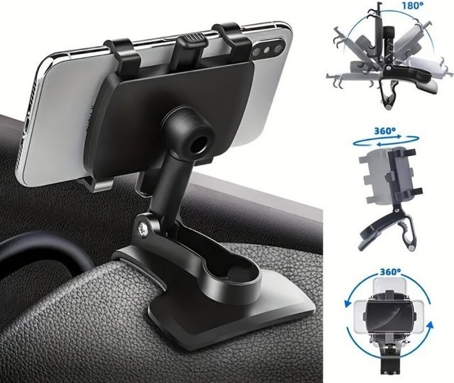 Universelle Auto-GPS-Handyhalterung für das Armaturenbrett in Schwarz, verstellbare Halterung für iPhone, Samsung, Xiaomi und Huawei - Bild 1