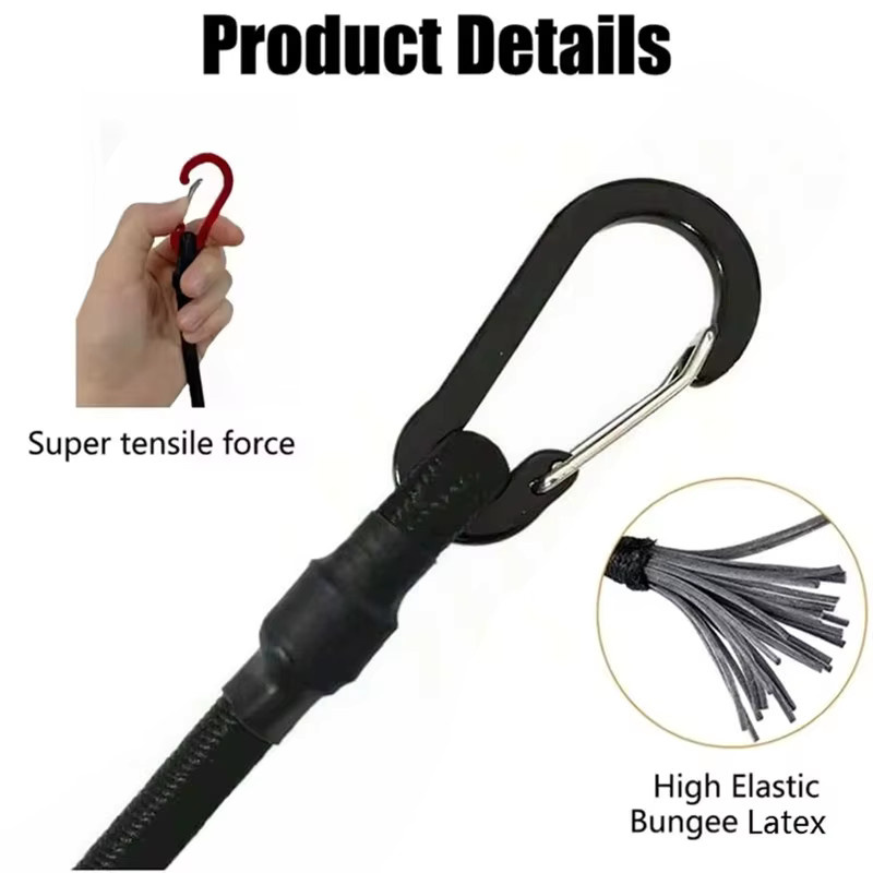 Vanaheimr Elastisches Outdoor-Seil mit Snap-Ring-Haken in Schwarz - Bild 4