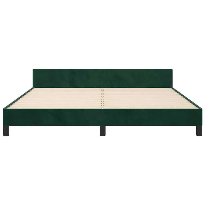 vidaXL Bettgestell mit Kopfteil aus Samt in Dunkelgrün B/T/H: 200 x 200 x 128 cm - Bild 2