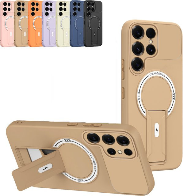 Robuste MagSafe Schutzhülle für Samsung Galaxy S26 Ultra S25 Edge S24 S23 S22 Plus FE A35 A36 A54 A16 A15 A07 A06 in Schwarz und Orange - Bild 1