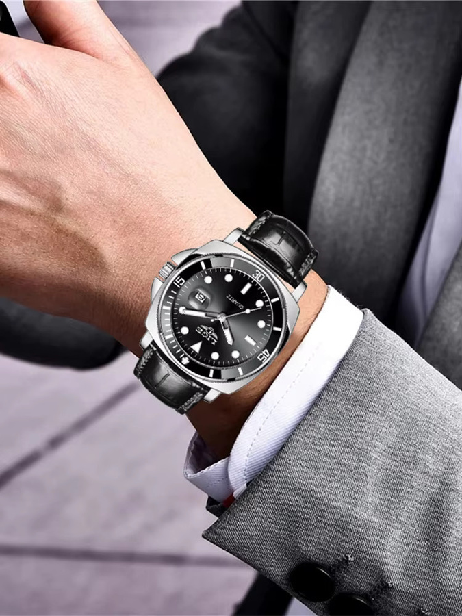 LIGE Armbanduhr Quarz, Leder, Grün, Herren - Bild 7