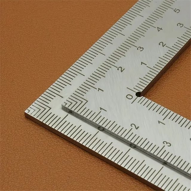 Präzisions-L-Winkelmaßstab aus Edelstahl in Silber für Lederdesign und Metallarbeiten - Bild 1