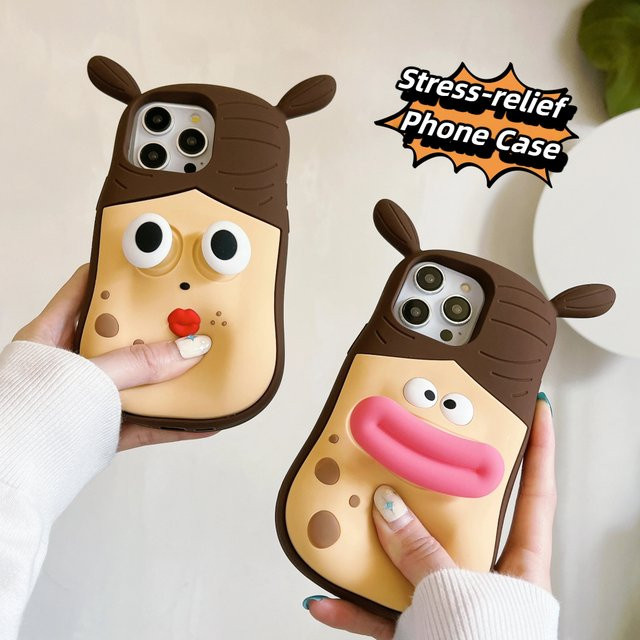 Stress Relief Handyhülle für iPhone 17 16 15 14 13 12 Pro Max mit rotem Lippen-Design und Pop-Up Funktion aus weichem Silikon von EOENKK in Rot und Multicolour - Bild 1