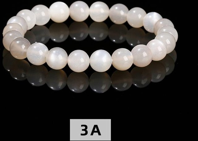 Jingde Perlenarmband, Mondstein, Weiß, Damen, 10mm - Bild 1