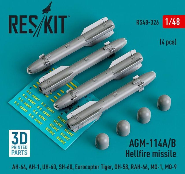 ResKit Models AGM-114A/B Hellfire missiles, 4-teiliges Set, 3D Printed - Bild 1