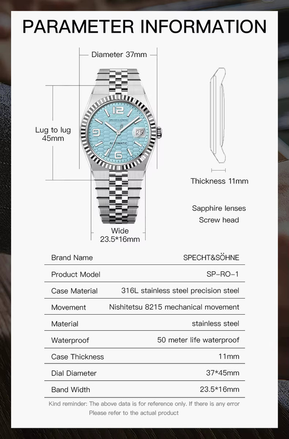 Specht & Söhne Armbanduhr, Handaufzug, Edelstahl, Saphirglas, Herren - Bild 2