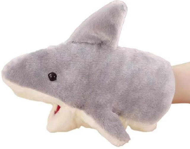 Binchi Fitness Haifisch Handpuppe, Stofftier, grau, 20cm - Bild 1