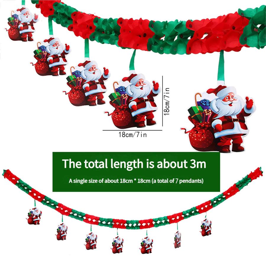 3M Weihnachts Banner Dekoration mit Santa Claus Waben Papier Anhängern in Multicolor - Bild 2