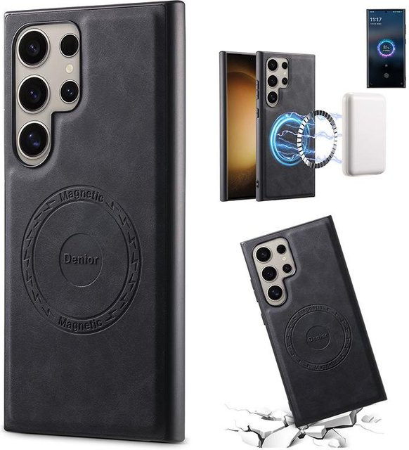 Denior Vintage Magnetische Kunstleder Hülle für Samsung S26 Ultra, S25 Plus und S23 Ultra in Braun - Bild 1