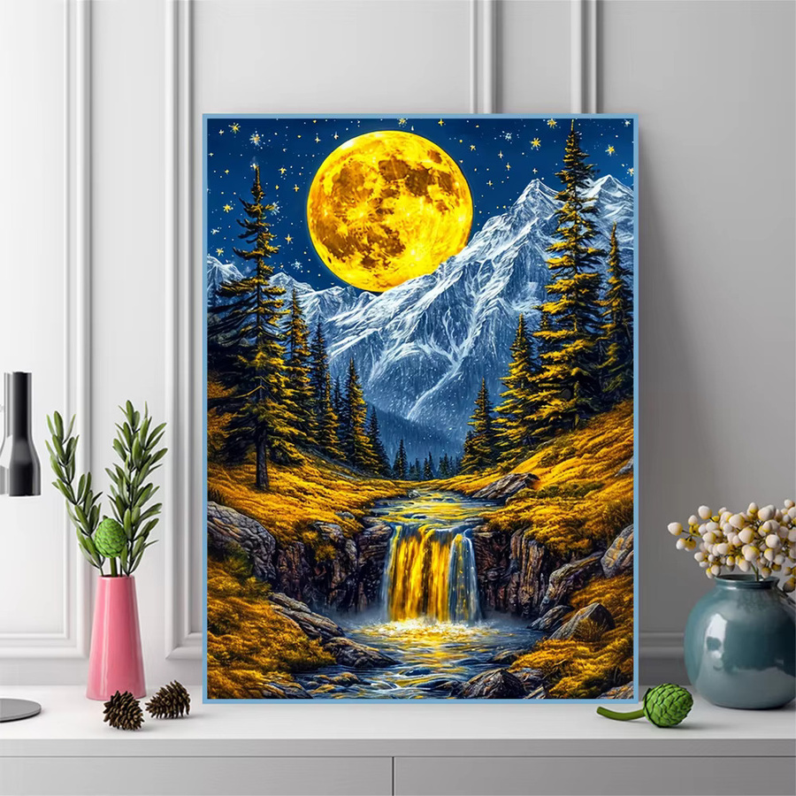 Evershine Diamant-Gemälde Schneeberg Landschaft mit vollen Bohrern als quadratische Stickerei in Multicolour, Breite: 30 cm, Höhe: 20 cm - Bild 3