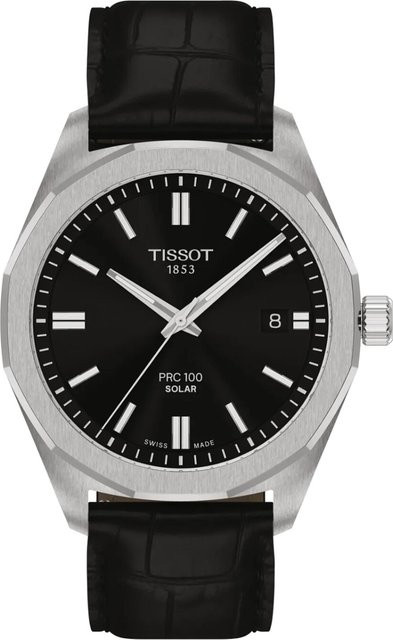 Tissot Armbanduhr Solar, Edelstahl, 39 mm, Leder, Herren - Bild 1