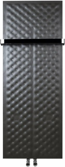 BÄDER BOUTIQUE Design Flach Badheizkörper mit Handtuchhalter in Schwarz, B/H: 45 cm x 160 cm, Mittelanschluss in Chrom - Bild 1