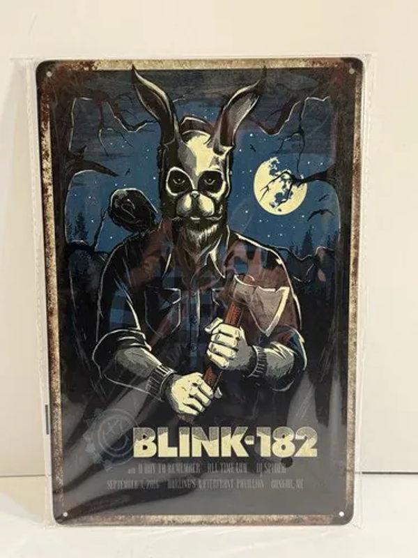 Blink 182 Rabbit Concert Logo Blechschild aus Metall in Silber und Mehrfarbig, Vintage Wanddekoration für Erwachsene, Rechteckig - Bild 1